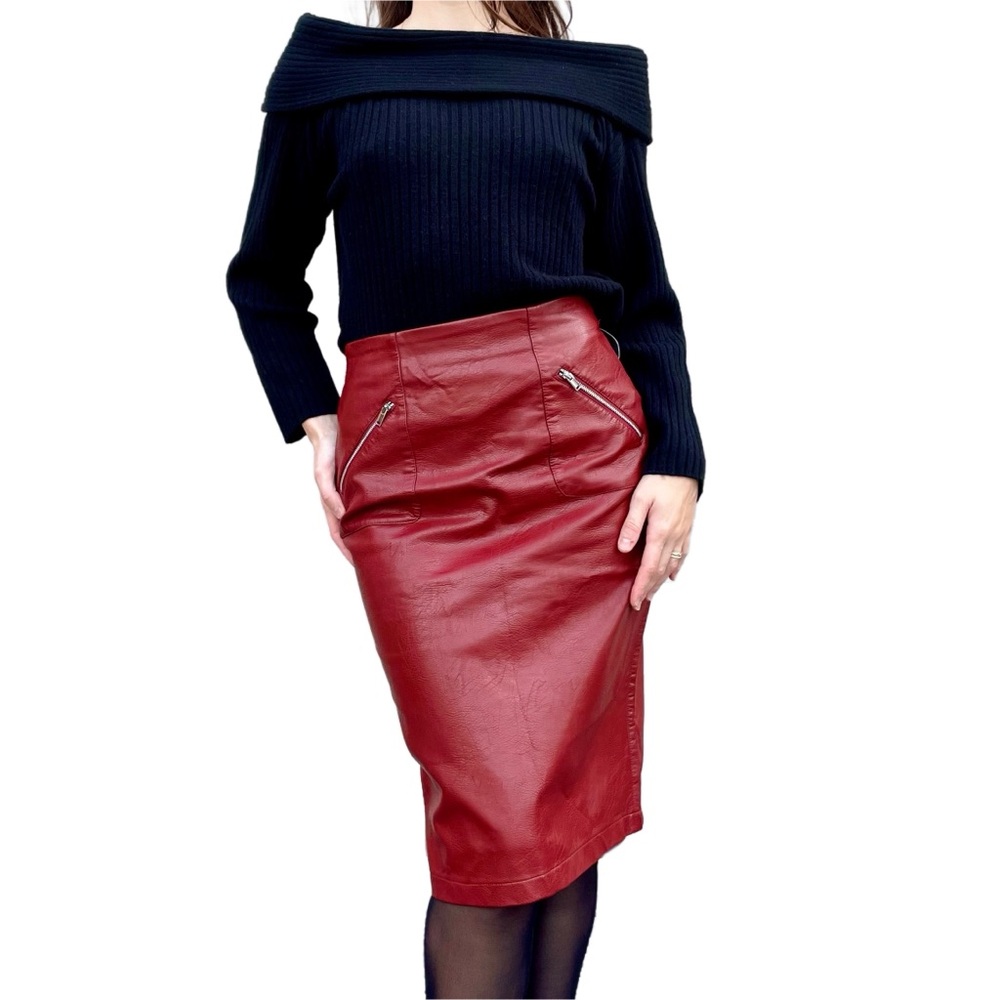 Zara Black and Red Midi Skirt